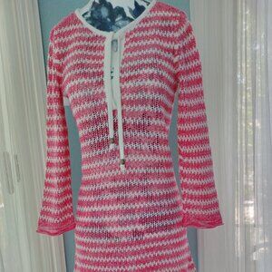 Tommy Bahama Linen Cotton Blend Striped Sweater Knit Dress
